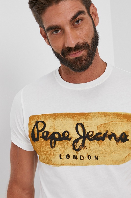Pepe Jeans T-shirt bawełniany Charing biały PM503215.803