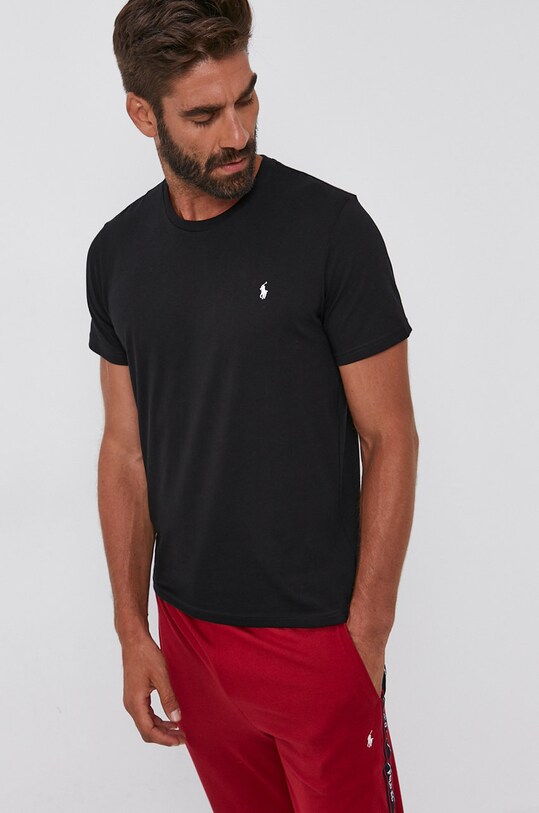 Βαμβακερό μπλουζάκι Polo Ralph Lauren μαύρο 714844756001