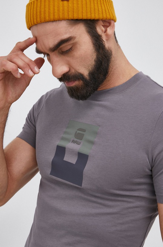 G-Star T-shirt bawełniany D20382.336 nadruk szary D20382.336