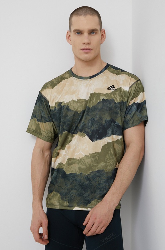 Μπλουζάκι adidas Performance εμπριμέ πράσινο GU6365