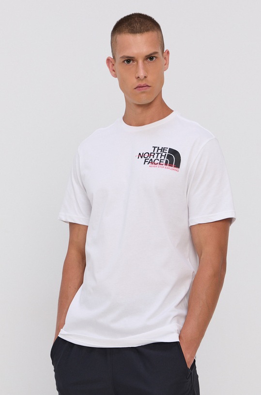 The North Face Tricou din bumbac print alb NF0A5ICOFN41