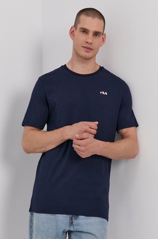 Bavlnené tričko Fila jednofarebný tmavomodrá 689111