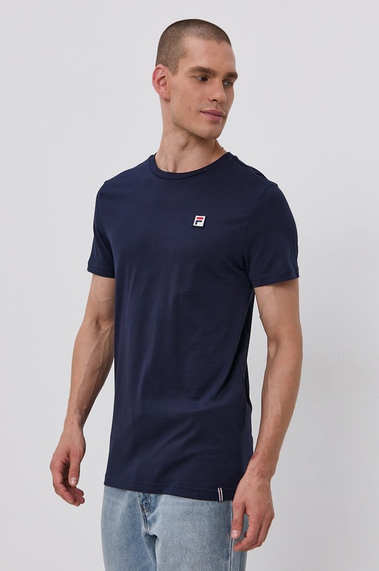 Bavlnené tričko Fila jednofarebný tmavomodrá 688977
