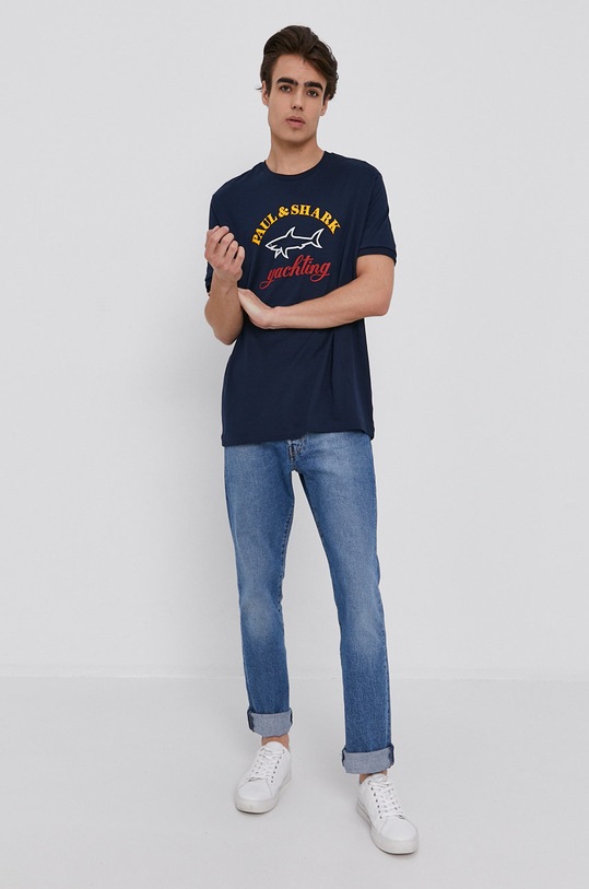 Paul&Shark T-shirt bawełniany C0P1006 granatowy AW21