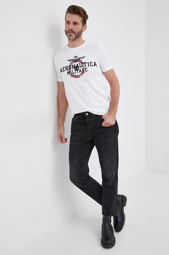 Aeronautica Militare T-shirt bawełniany 212TS1901J511 biały AW21