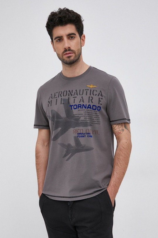 Aeronautica Militare T-shirt z elastanem szary 212TS1912J469