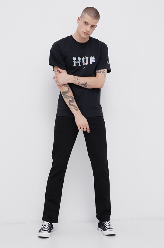 HUF T-shirt bawełniany ts01687 czarny AW21