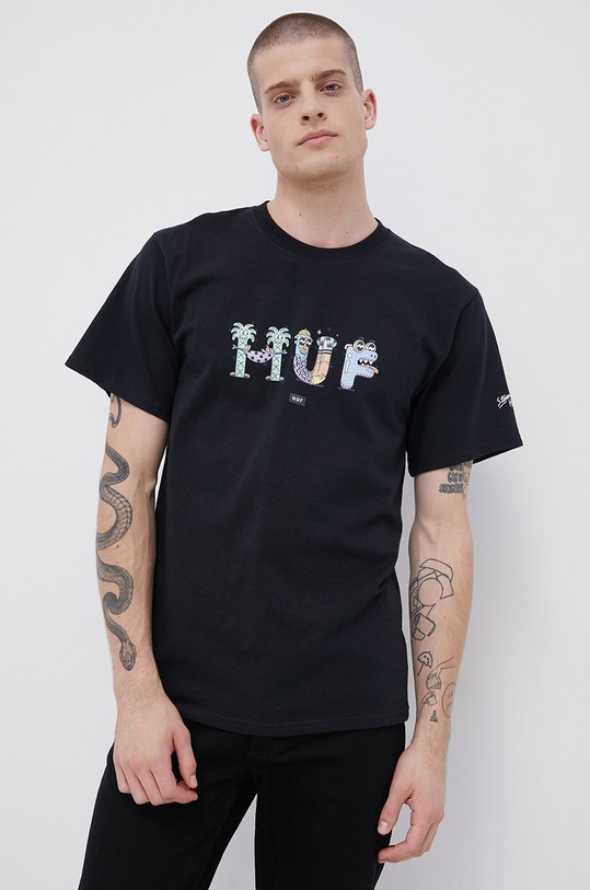 HUF T-shirt bawełniany czarny ts01687