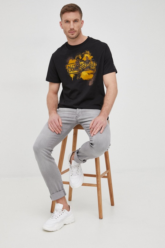 Lamborghini T-shirt bawełniany 71XBH024 pomarańczowy AW21