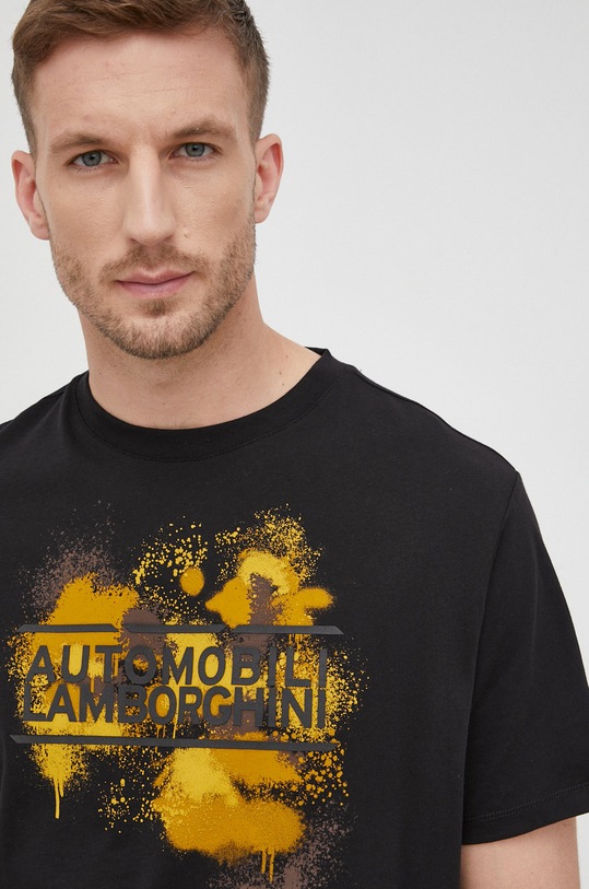 Lamborghini T-shirt bawełniany pomarańczowy 71XBH024