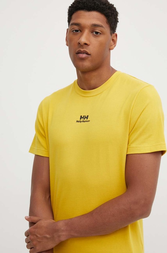 Helly Hansen t-shirt bawełniany YU PATCH T-SHIRT aplikacja żółty 53391