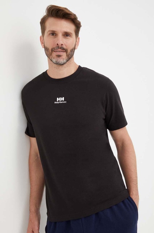 Βαμβακερό μπλουζάκι Helly Hansen YU PATCH T-SHIRT μαύρο 53391