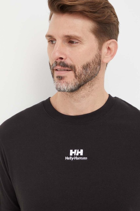 Βαμβακερό μπλουζάκι Helly Hansen YU PATCH T-SHIRT 53391 μαύρο