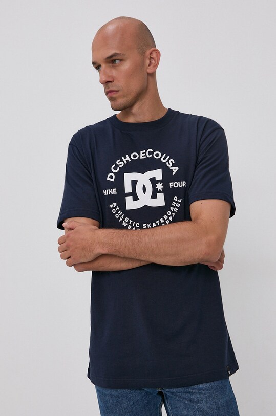 DC t-shirt bawełniany nadruk granatowy ADYZT04990