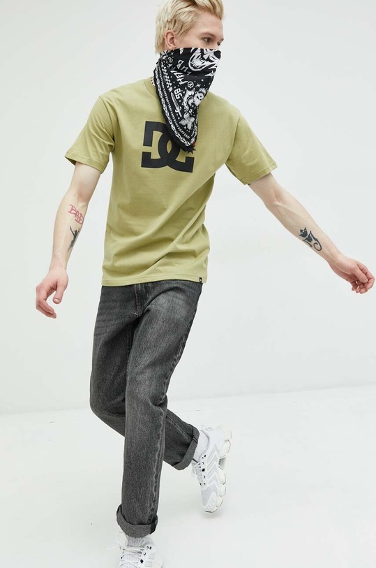 DC t-shirt bawełniany ADYZT04985 zielony AW23
