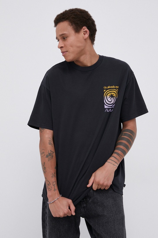 Bavlnené tričko Quiksilver relaxed čierna EQYZT06560