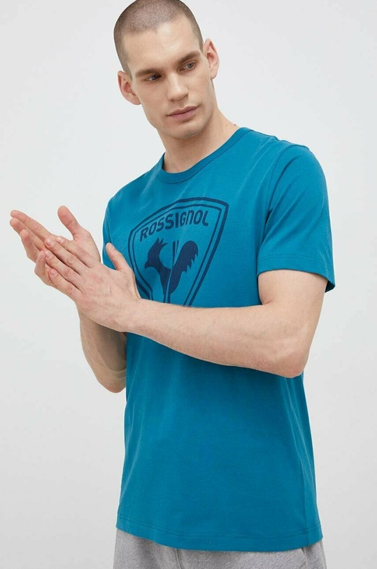 Rossignol t-shirt bawełniany nadruk turkusowy RLKMY04