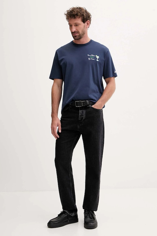 Bavlnené tričko MC2 Saint Barth ARN0001 tmavomodrá AA00