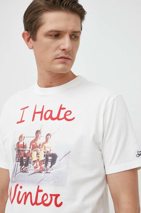 Bavlněné tričko MC2 Saint Barth bílá ARN0001