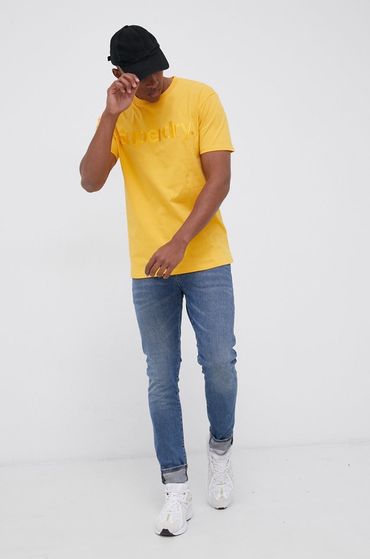 Superdry T-shirt bawełniany M1011213A.RUA żółty AW21