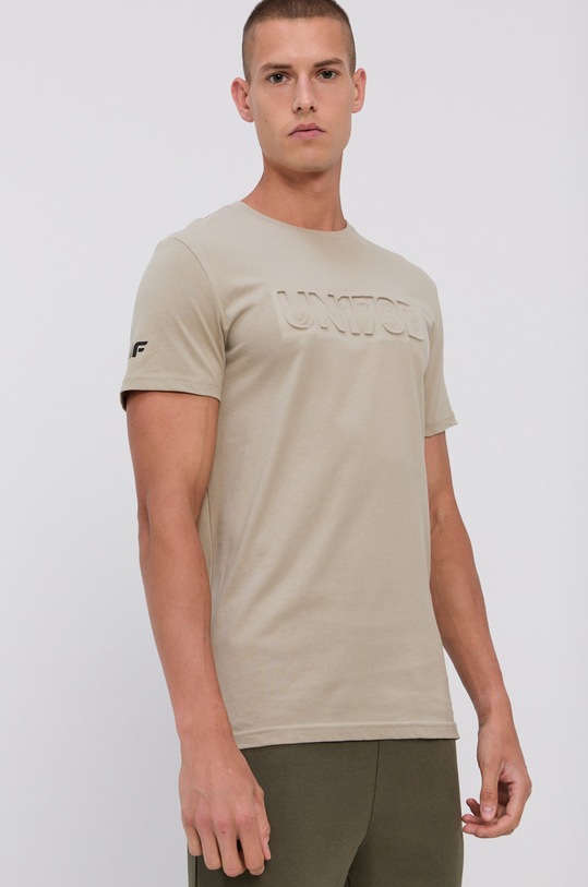 Bavlnené tričko 4F nášivka zelená D4L21.TSM211