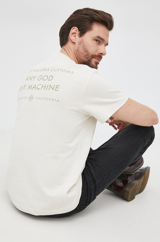 Deus Ex Machina T-shirt bawełniany nadruk beżowy DMW2011242