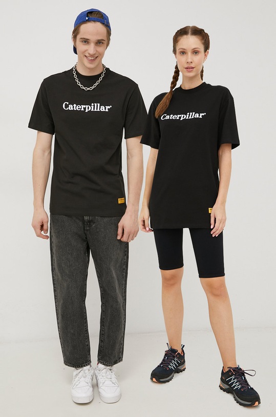 CAT Footwear T-shirt bawełniany nadruk czarny 2511865.10158