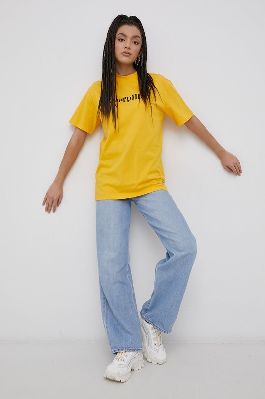 Odzież CAT Footwear T-shirt bawełniany 2511865.12405 żółty