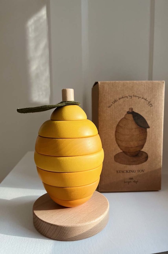 Ξύλινο παιχνίδι για παιδιά Konges Sløjd STACKING FRUITS Συσκευασία Δώρου κίτρινο KS1485