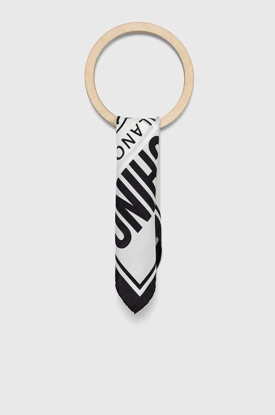 Копринено джобно каре Moschino x Smiley бял M5690.50209