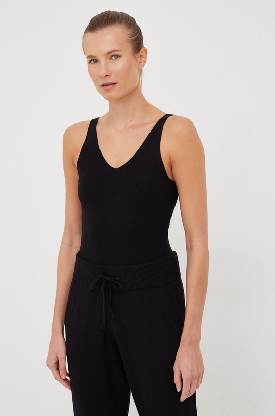 Dkny top z domieszką wełny pozostałe czarny DP2T8443
