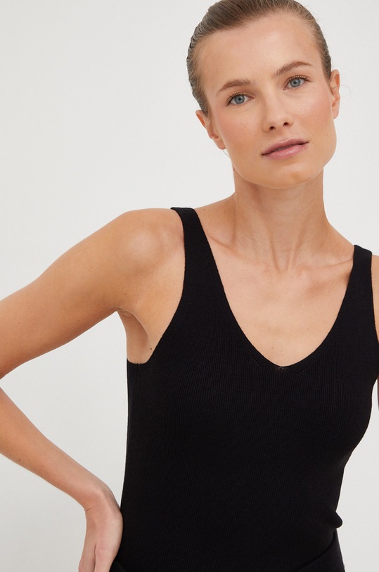 Dkny top z domieszką wełny czarny DP2T8443