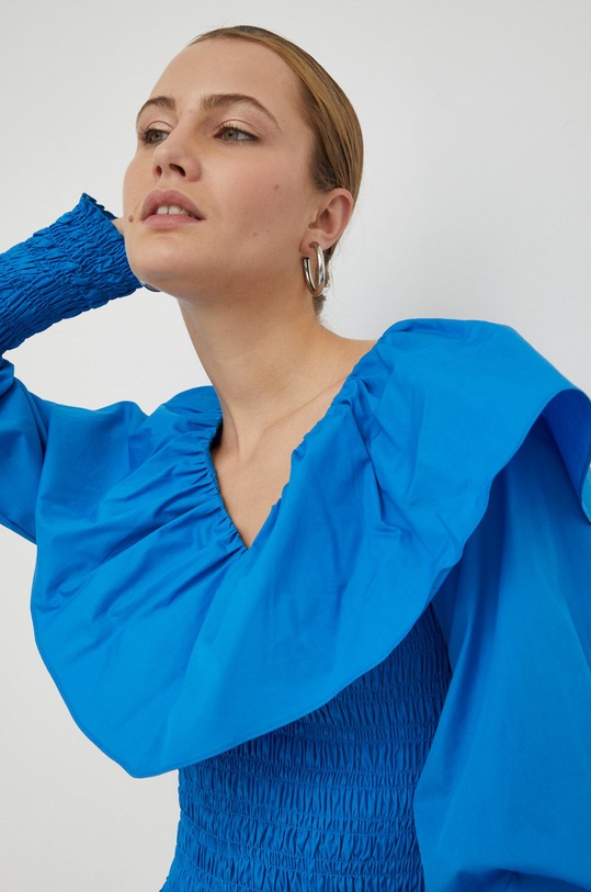 Gestuz bluza din bumbac uni albastru 10906508