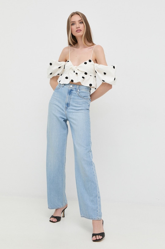 For Love & Lemons bluzka lniana CT1862.SU22 beżowy AW22