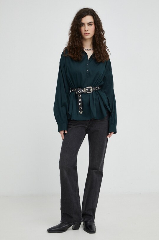 Хлопковая блузка Marc O'Polo 209093442511 зелёный AW22