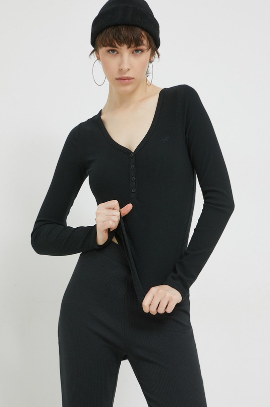 Hollister Co. longsleeve z elastanem czarny KI339.2670.900