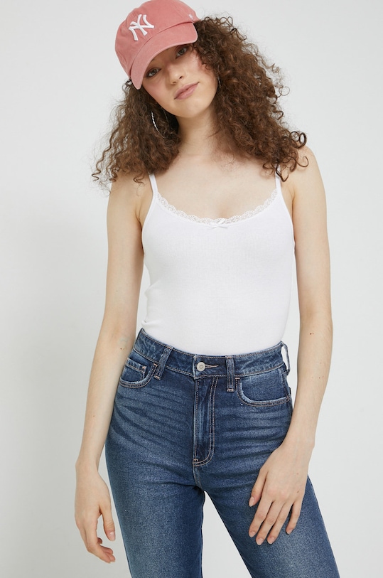 Top Hollister Co. s elastinom bijela KI339.2693.100