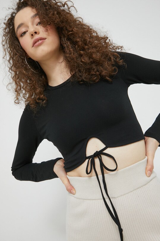 Majica dugih rukava Hollister Co. s elastinom crna KI339.3145.900