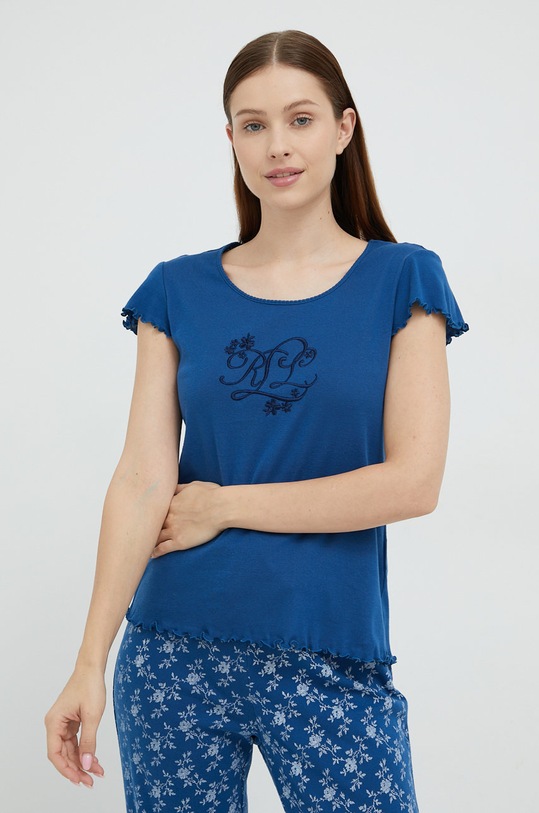 Lauren Ralph Lauren piżama bawełniana ILN72191 niebieski AW22