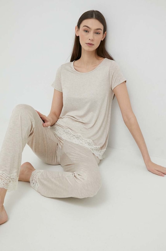 Піжамна футболка United Colors of Benetton меланж бежевий 3Z123M314.729