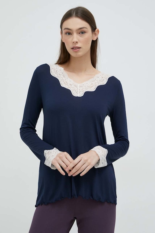 United Colors of Benetton hosszú ujjú pizsama sima sötétkék 3Z123M856.13C