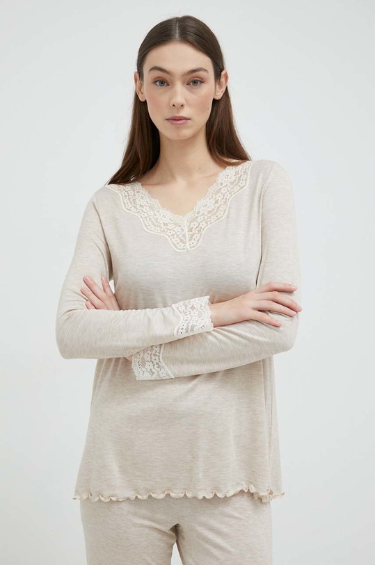 Odzież United Colors of Benetton longsleeve piżamowy 3Z123M856.729 beżowy