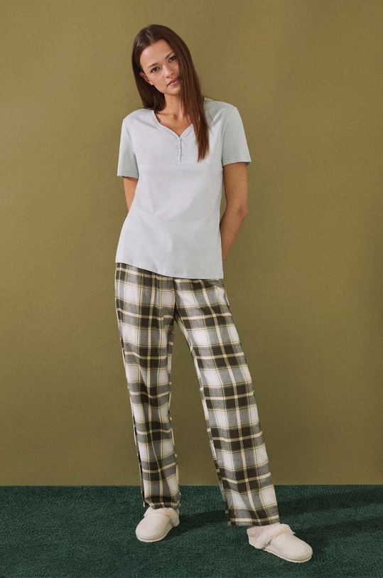 Βαμβακερή πιτζάμα μπλουζάκι women'secret Mix & Match Mountain βαμβάκι πράσινο 3274497