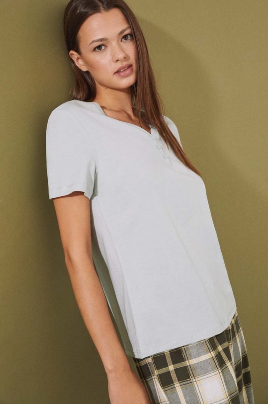 Βαμβακερή πιτζάμα μπλουζάκι women'secret Mix & Match Mountain 3274497 πράσινο AW22