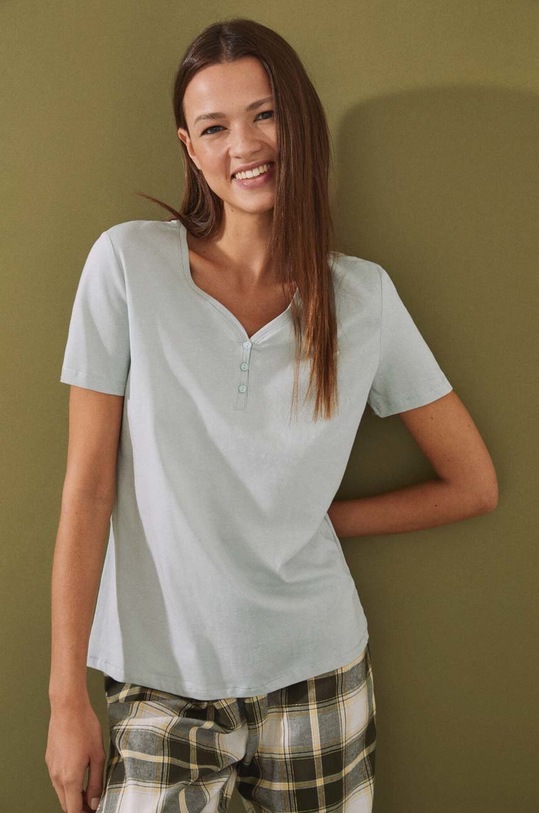 Βαμβακερή πιτζάμα μπλουζάκι women'secret Mix & Match Mountain 3274497 πράσινο