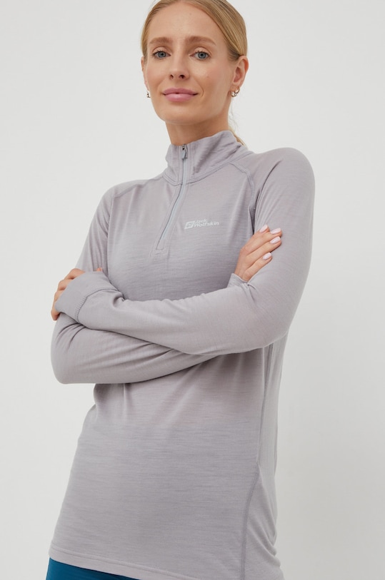Jack Wolfskin longsleeve funkcyjny Alpspitze Wool sporty zimowe szary 1808721