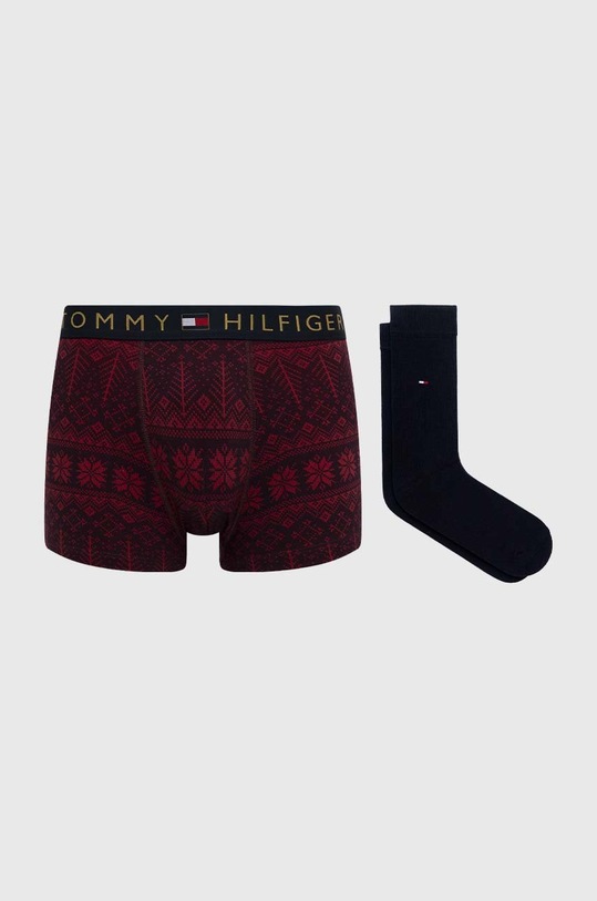 Set bokserice i čarape Tommy Hilfiger sitni uzorak bordo UM0UM01996.9BYY