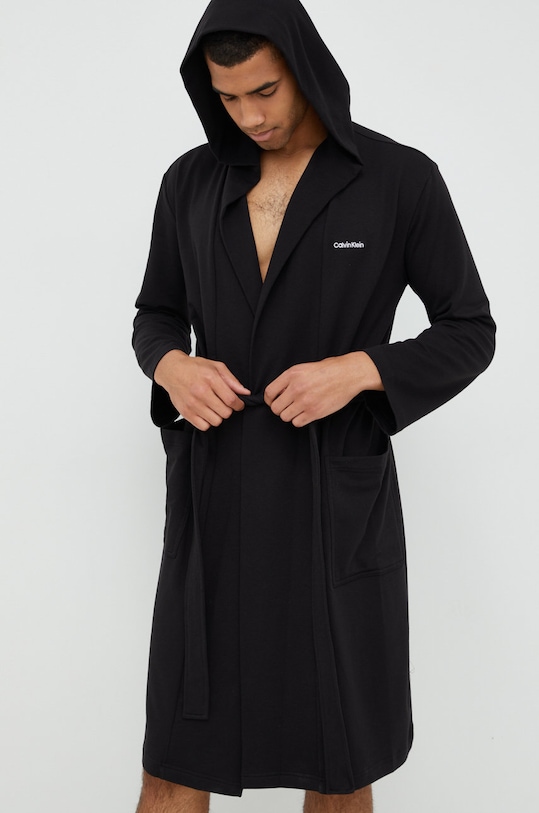 Calvin Klein Underwear szlafrok dzianina czarny 000NM2377E.9BYY