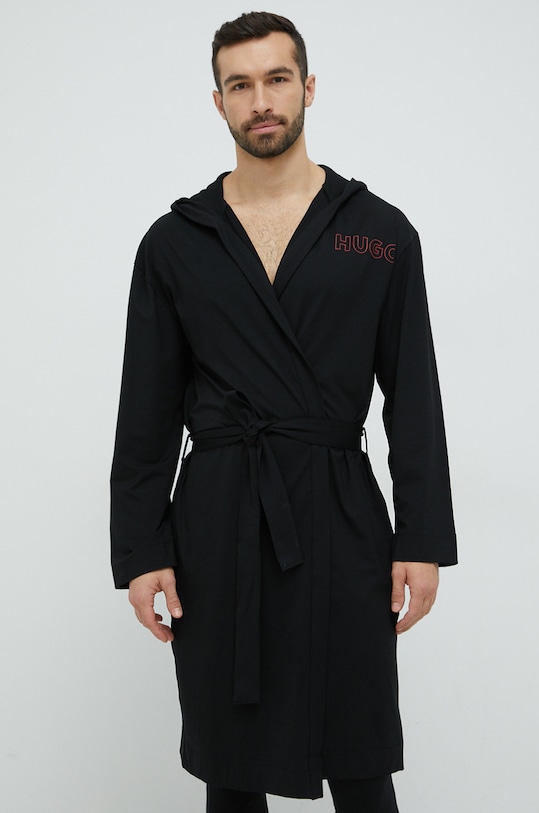 HUGO szlafrok dzianina czarny 50480296