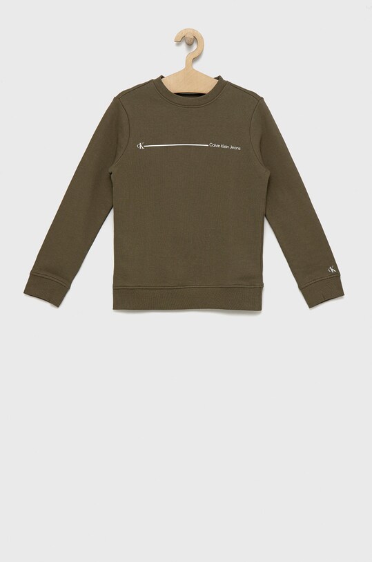 Детски памучен суичър Calvin Klein Jeans памук зелен IB0IB01295.9BYY